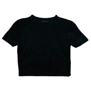 Vici Short Sleeve Cropped High Stretch Black Sweater Top Women's Medium